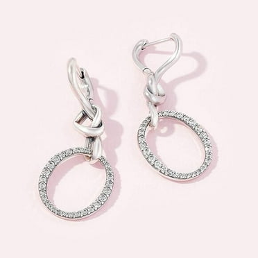 🌺Pandora Jewelry Oval Knotted Heart Drop Cubic Zirconia Earrings in Sterling