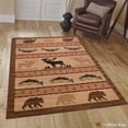 thumbnail image 2 of Brown Moose with Fish Print Outdoor Wilderness Area Rug (7' 7" x 10' 6"), 2 of 5