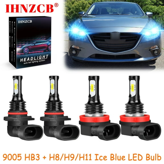 IHNZCB 9005 H8/H9/H11 for Mazda 3 2010-2018 Ice Blue Led Headlights Bulb High/Low Beam,HKL,Y08
