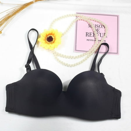 

Abcelit Clearance! 1pcs Sexy Lingerie Women Underwear Solid Pink Convertible Straps Smooth Bra Thin Padded Push Up Seamless Wirefree Invisible Bras Black 85B
