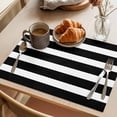 thumbnail image 3 of Black Striped Placemats Set of 6 Modern Simple Monochrome Geometric White Place Mats Indoor Wipeable Table Mats Washable Cloth Dining Table Placemats for Kitchen Holiday Party Home Decor 13x19 Inch, 3 of 9