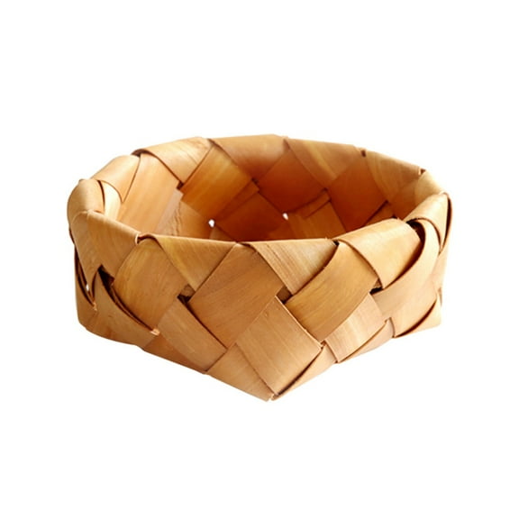 Handmade Rattan Mini Storage Basket Container,Vintage Wooden Woven Storage Basket Fruits Basket for Snack Food Sundries Picnic Organizer