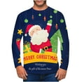 thumbnail image 1 of Hauts de Noël en Solde Hommes Décontracté Col Rond Manches Courtes Chandail Snowman Imprimé Réaliste T-Shirt Bleu Foncé TG, 1 of 5