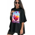 thumbnail image 3 of Plus Size Shirt for Women Black Tops for Women Short Sleeves Shirt for Women Valentine's Day (19) T Shirt Oversized Shirt for Women S, 3 of 5