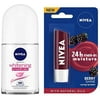 NIVEA Deodorant Roll-on, Whitening Smooth Skin, 50ml And NIVEA Lip Balm, Fruity Blackberry Shine, 4.8g