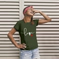thumbnail image 2 of Ladies T Shirts for Women Valentines Day Heart Graphic Couples T Shirt Round Neck Short Sleeve Cozy Lightweight Fabric Comfortable Regular Fit Tee Army Green XL, 2 of 5