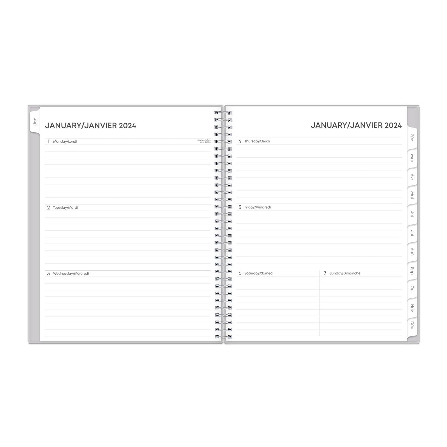 Agenda hebdomadaire/mensuel 2024, 8,5 po x 11 po, Blue Sky, Gris