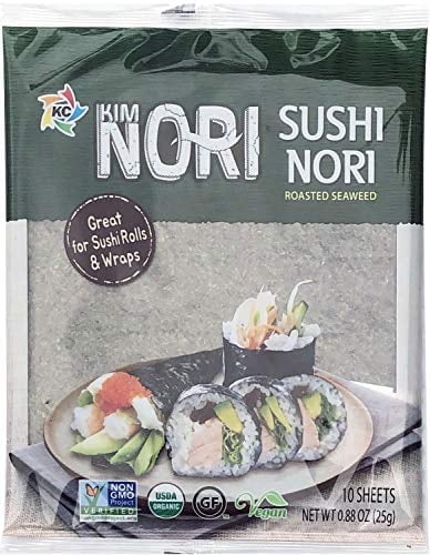 1 Pack X 10 Full Size Sheet KIMNORI Sushi Nori Premium Roasted Seaweed Rolls Wraps Snack 0.88 OZ ( 25g ) Laver, Organic Seaweed