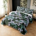 thumbnail image 3 of Manfei Retro Camouflage Twin Quilt Set, Mid Century Camo Twin Coverlet Set, Gray Green, 2 Pieces, 1 Bedspread and 1 Pillowcase, 3 of 7