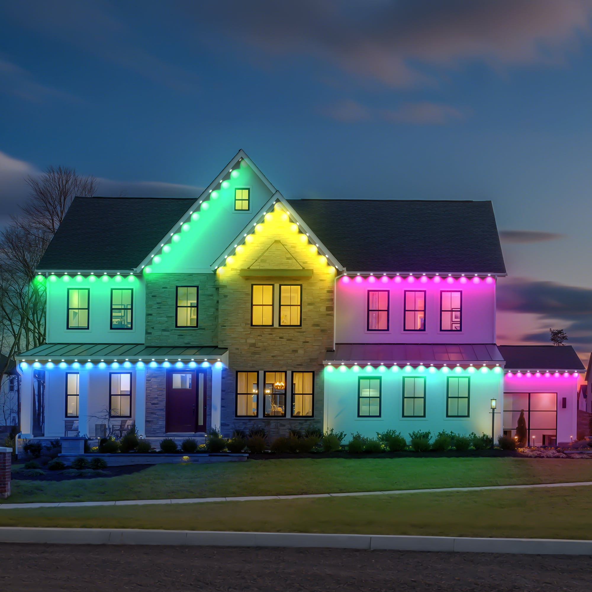 DAYBETTER Permanent Outdoor Lights, 200FT Multicolor LED Eaves Lights, Waterproof Eternity Lighting for Christmas Halloween Holiday Daily Decorations, APP/Remote Control