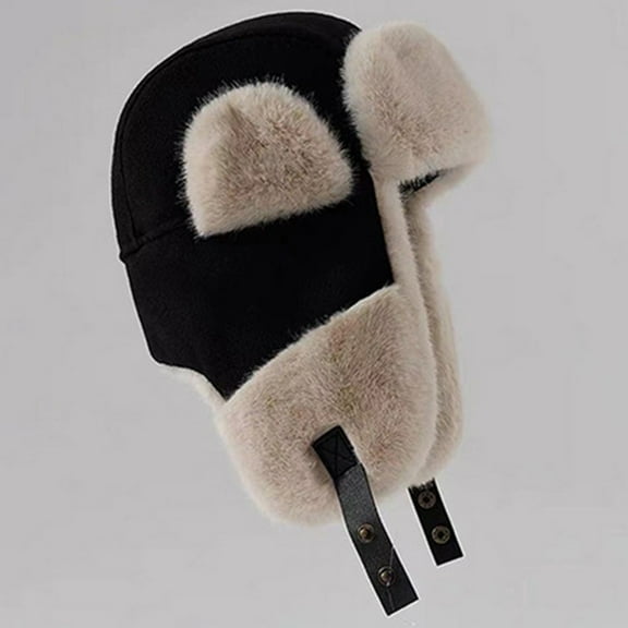 Luxalzxs Cozy Plush Winter Hats Men Women Warm Trapper Trooper Hat with Earflaps Windproof Ushanka Russian Hats Outdoor Skiing Cap