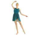 thumbnail image 2 of ranrann Women's Lyrical Chiffon Ballet Dance Leotard Flowy Dress Gymnastics High-Low Skirted Dress Green XS, 2 of 6