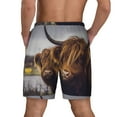 thumbnail image 4 of Fotbe Portrait Of Highland Cow With Its Baby Cow Men’s Swim Trunks Quick Dry Swim Shorts Board Shorts with Mesh Lining-XX-Large, 4 of 9