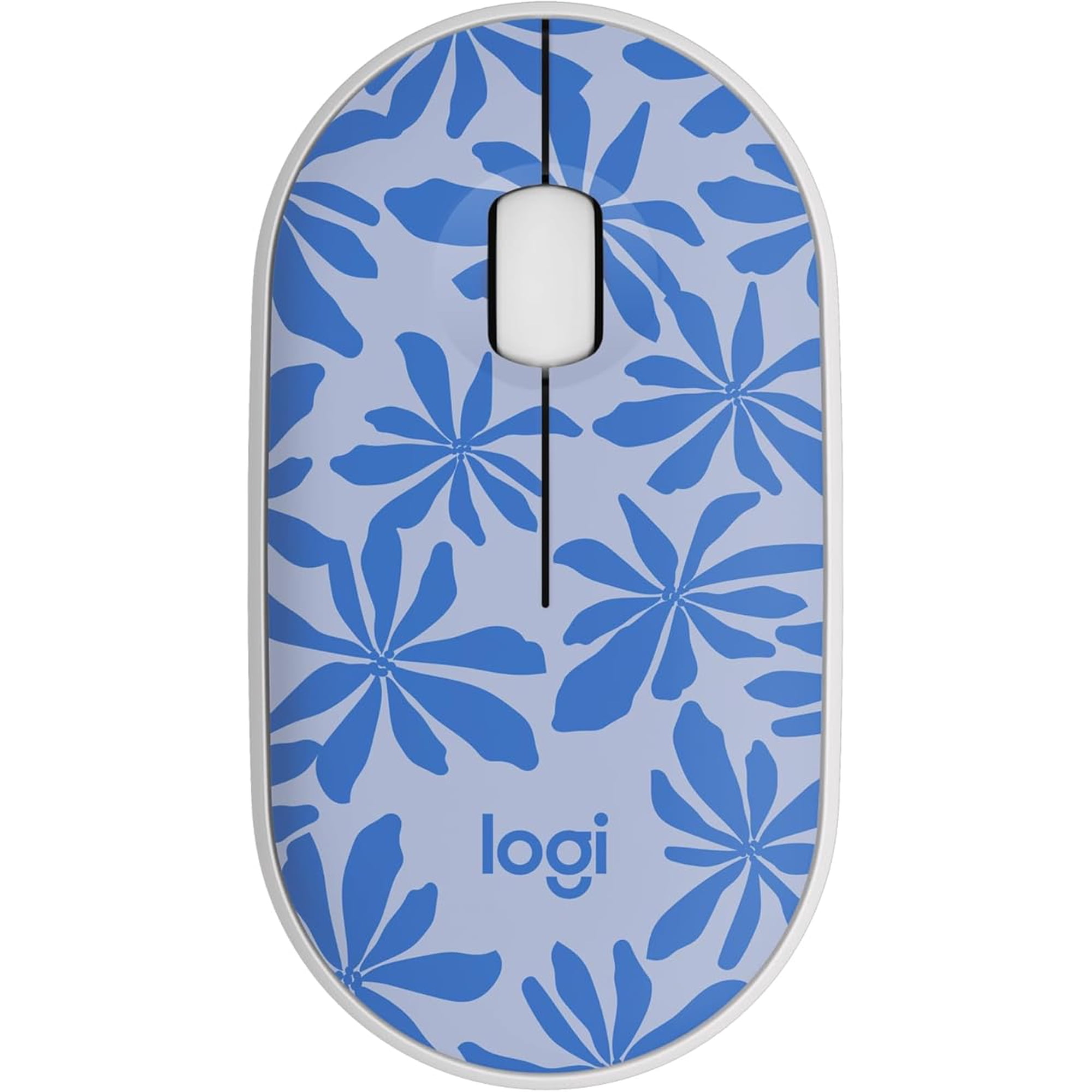 Logitech M340 Wireless Mouse with Limited Edition Prints, USB Receiver and Silent Clicks, Portable Wireless Mouse for Laptop, PC, Windows, Chrome, Surface – Blue Floral