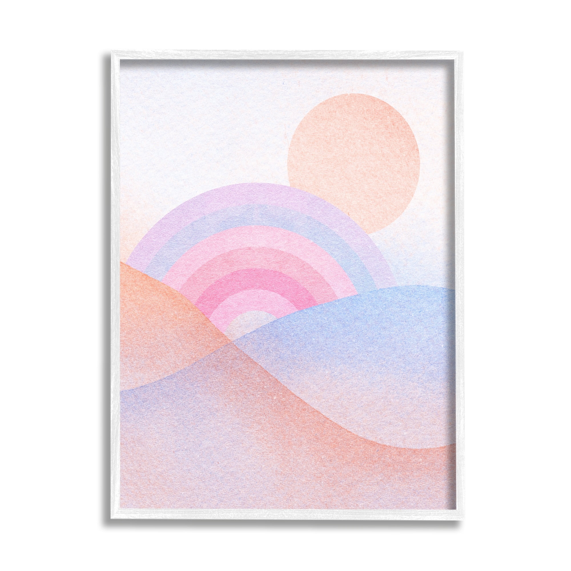 Stupell Industries Rainbow Hills Landscape Blue Ombre Landscape Painting White Framed Art Print Wall Art