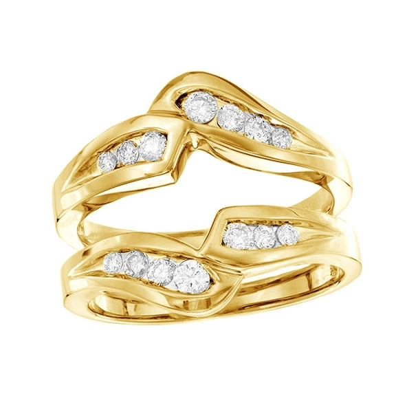 White Natural Diamond Solitaire Enhancer Ring in 14k Yellow Gold (0.37 Cttw)