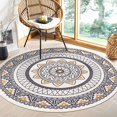 thumbnail image 3 of Alfombra redonda de algodón tejido con flecos, lavable, antideslizante, absorbente, estampado bohemio, para sala de estar, dormitorio, cocina, lavadero, 120cm JAMW Sencillez, 3 of 5