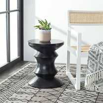 SAFAVIEH Katara Outdoor Patio Concrete Accent Stool, Black