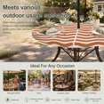 thumbnail image 6 of Round Outdoor Tablecloth with Umbrella Hole and Zipper, Orange White Tablecloth with Elastic Waterproof, Modern Abstract Waves Water Ripple Striped Patio Table Covers for 45" - 54" Pool Tables, 6 of 9