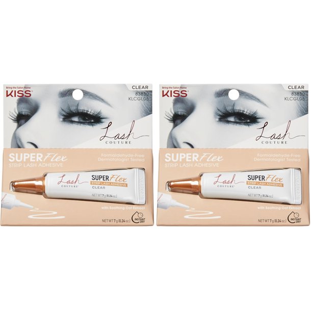 Adhesivo para Pestañas KISS Lash Couture Transparente de Látex 7 ml (Paquete de 2)