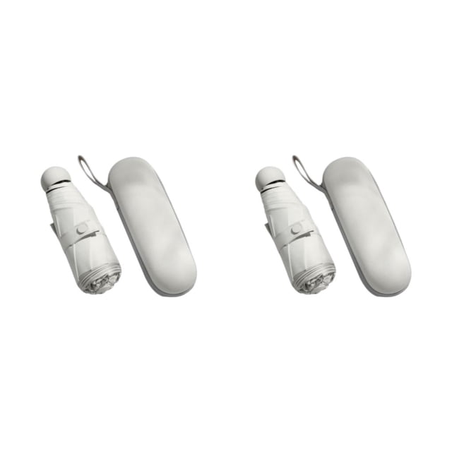 Paraguas plegable Billuyoard 5-fold Sol y lluvia Mini a prueba de viento Blanco 2Conjunto