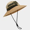 thumbnail image 3 of Summer Sun Hat for Men Women Wide Brim Quick Dry Straw Spliced Bucket Hat Breathable Outdoor Fishing Hiking Safari Cap Adjustable Chin Strap for Adults Everyday Casual Apparel Accessories Gear Set, 3 of 4