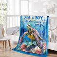 thumbnail image 4 of Kids Blanket Gift - 80 x 60 Inches Fashion Sea Turtle Throw Blanket for Adults, Men - Dark Blue Cozy, Warm & Fuzzy Blanket for Bed, Living Room, 4 of 6