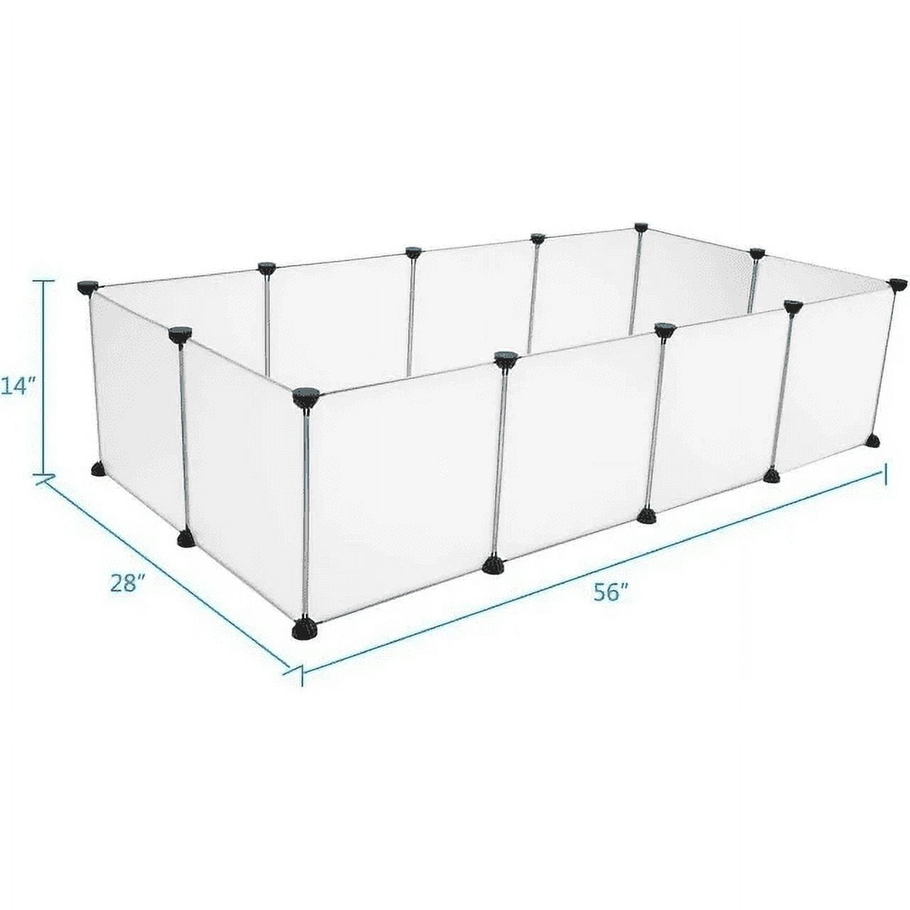 Pet Playpen, Portable Plastic Small Animal Pen,DIY Wire Fence for Hamster, Puppy, Rabbit, Rat, Guinea Pig, (12 Panels, 14" * 14", Translucent )