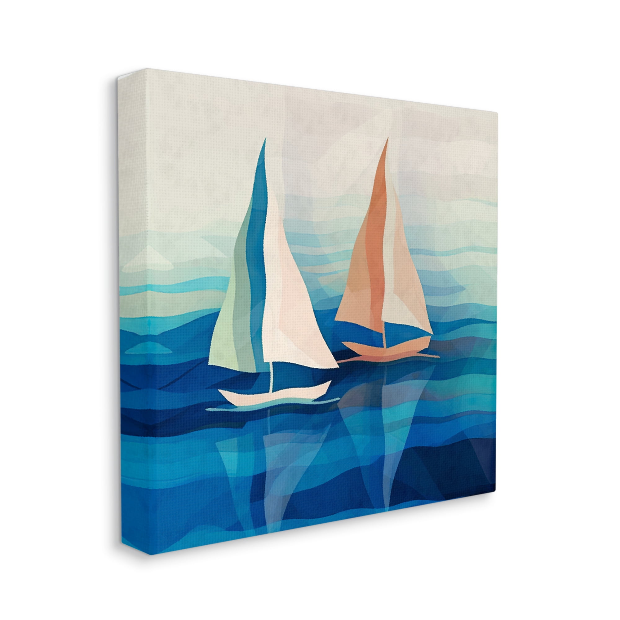 Stupell Industries Two Boats Abstraction Transportation Painting Gallery Wrapped Canvas Art Print Wall Art, 24 x 24