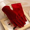 thumbnail image 2 of Bibifish Womens Gloves Elegant Velvet Gloves Solid Color Short Length Soft Fit Daily Wear Comfy Retro Style Party Wedding Gloves For Ladies, 2 of 6