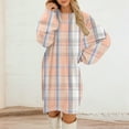 thumbnail image 2 of CharmCyan Women’s Long Sleeve Plaid Print Casual Loose Fit Pullover Dress Crew Neck Soft Fabric Comfortable Style for Daily Wear Complexion L, 2 of 6