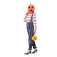 thumbnail image 5 of Halloween Family Matching Costume Sets, Pumpkin Head Mask with Striped Shirt and Suspender Pants, Parent-Kids Scarecrow Cosplay Outfit for Party, 5 of 7