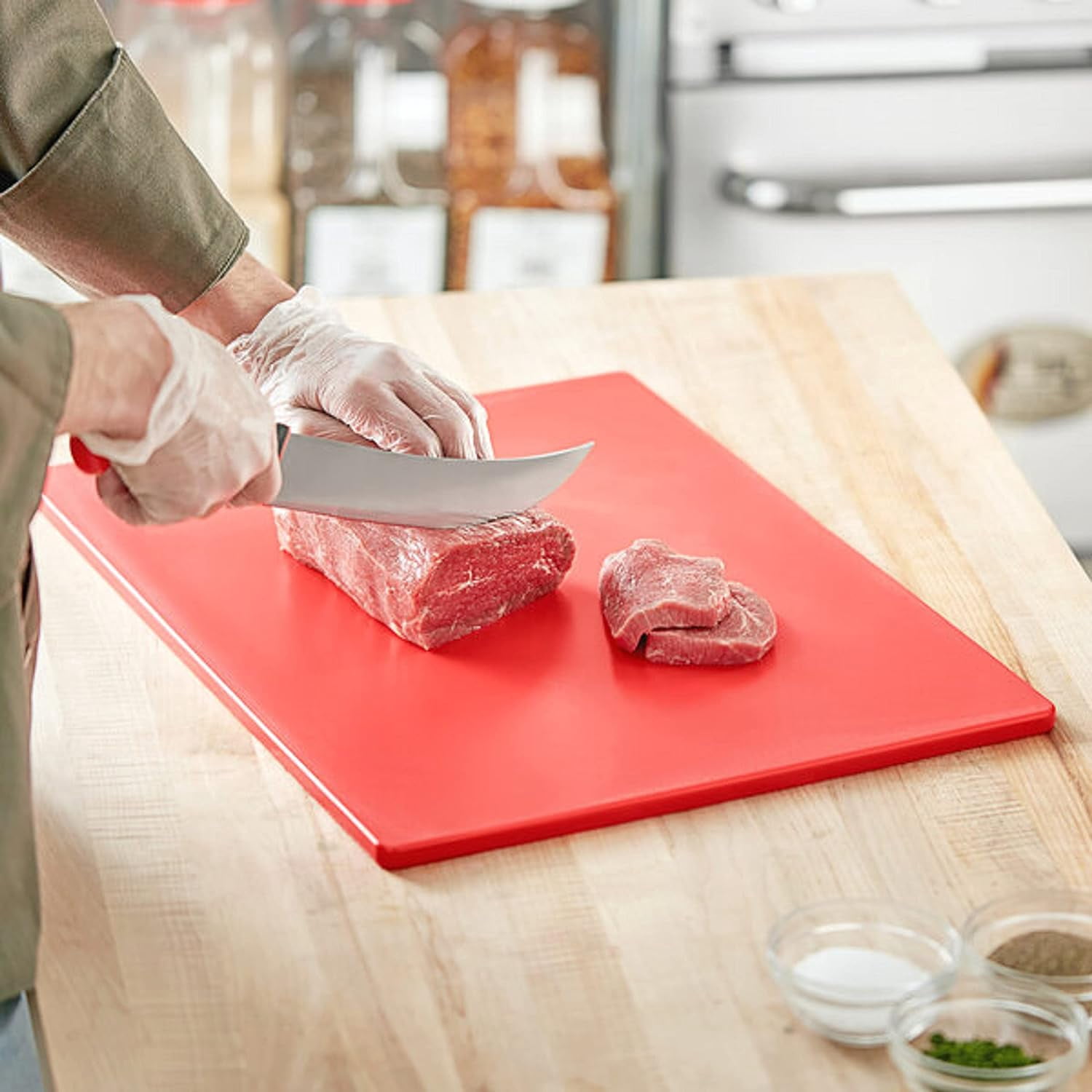 TrueCraftware- 20" X 15" X 1/2” Plastic Cutting Board for Kitchen Red Color- Plastic Commercial Chopping Board Anti Slip Surface Chopping Food Cutting Mat for Meat Vegetables Dishwasher Safe
