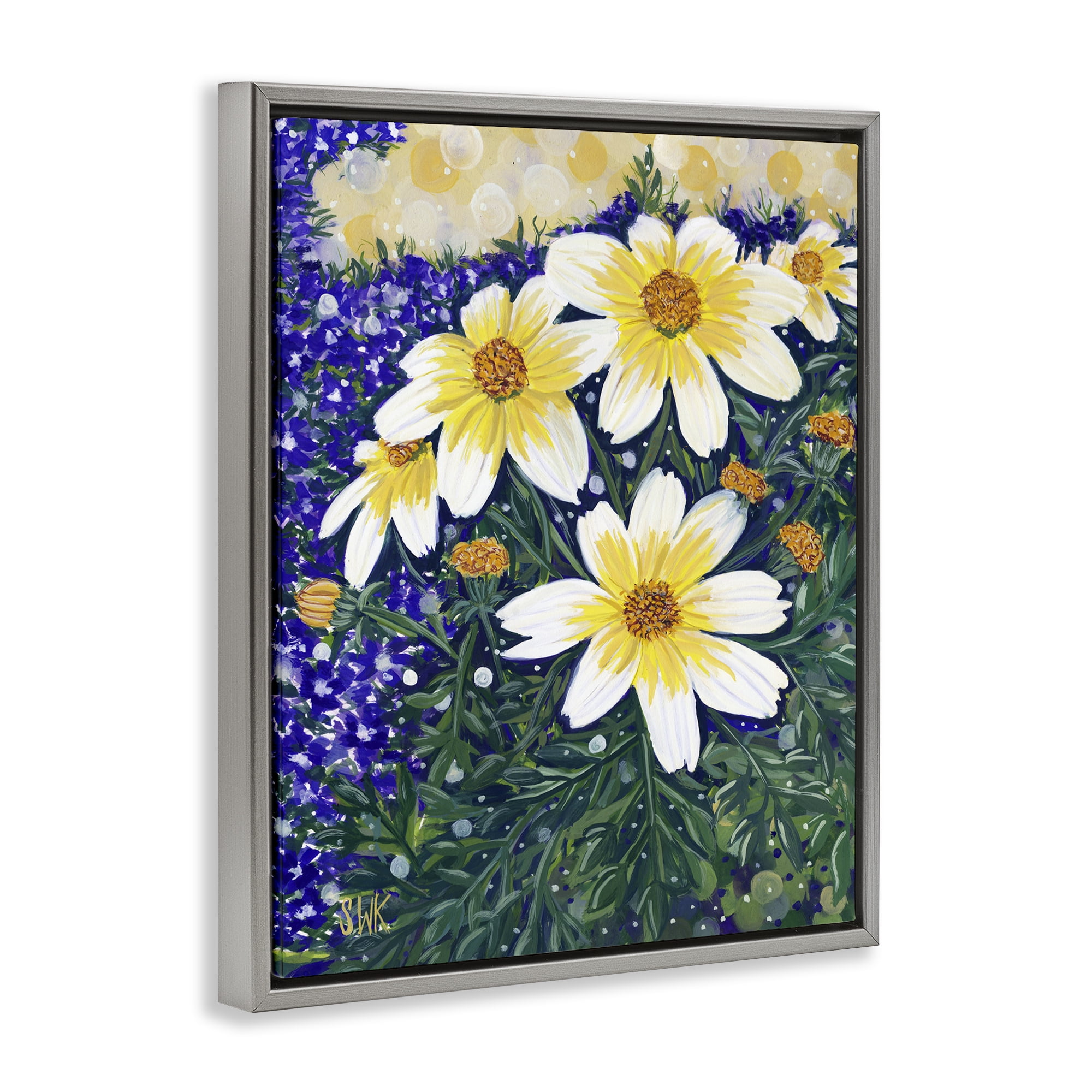 Stupell Industries Summer Garden Cosmos Gray Framed Floater Canvas Wall Art, design by Sarah Waldron Kimball
