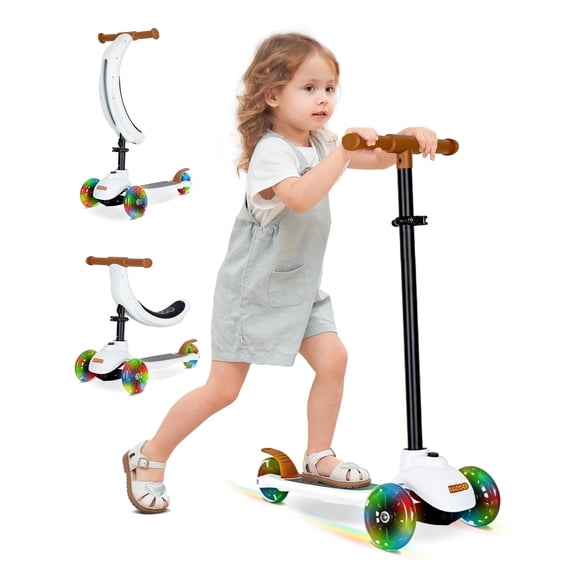 KRIDDO Trottinette pour Enfants 3-en-1, Inclinaison pour Diriger, Trottinette Jouet pour Tout-Petits avec Hauteur Réglable, 3 Roues Lumineuses, Idéale pour l'Intérieur et l'Extérieur, Cadeau pour Enfa