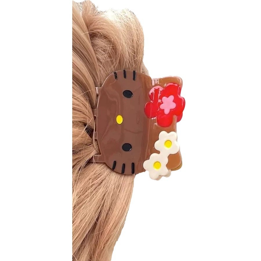 Sweet Girly Acetate Hair Claw Clip - Cute Cat and Dog Large Shark Hair Clip, Ponytail Claw for Women and Girls