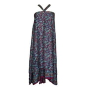 Mogul Magic Wrap Skirt Pink Paisley  Print Two Layer Reversible Silk Sari Sarong Dress
