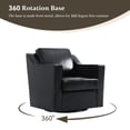 thumbnail image 4 of High Back Swivel Accent Chair with Plump Back Pillow, PU Leather Swivel Armchair for Living Room, Comfy Vintage Barrel Chair for Adults(Leather Black, Set of 2), 4 of 6