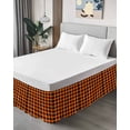 thumbnail image 4 of Farm Buffalo Plaid Wrap Around Bed Skirts for California King Bed 18" Drop,Bed Skirt with Adjustable Elastic Belt Dust Ruffle Bed Valance for Bedroom Hotel Orange Black Checkered Bed Frame Cover, 4 of 7