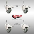 thumbnail image 2 of 3 Inch 316SS Gray Polyurethane Wheel Swivel 12mm Stem Caster Set Lock Brake, 2 of 2