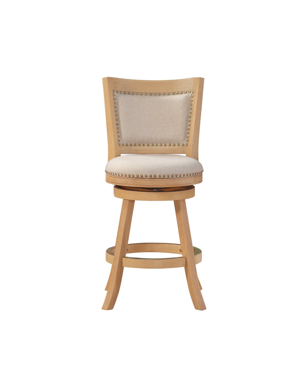 Boraam Melrose Counter Height Swivel Wood Kitchen Bar Stool - Creme Wire-Brush Finish