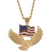 FEINUHAN Gold Plated 4th of July American Patriotic USA Flag Eagle Army Pendant Necklace