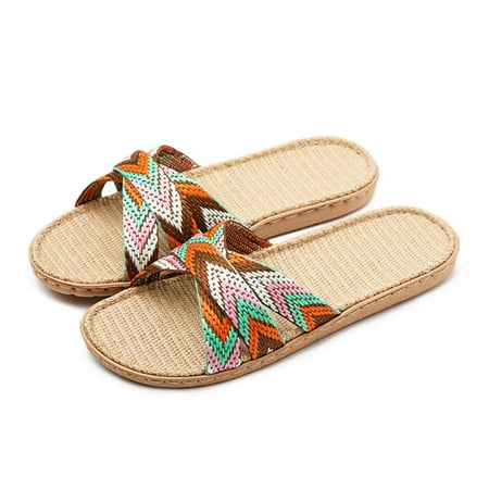 

Cathalem Shoes Linen Slippers Beach Slippers Summer Slides Household Women Men For Womens Sandals Floor Womens Hard Sole Slippers Orange 8