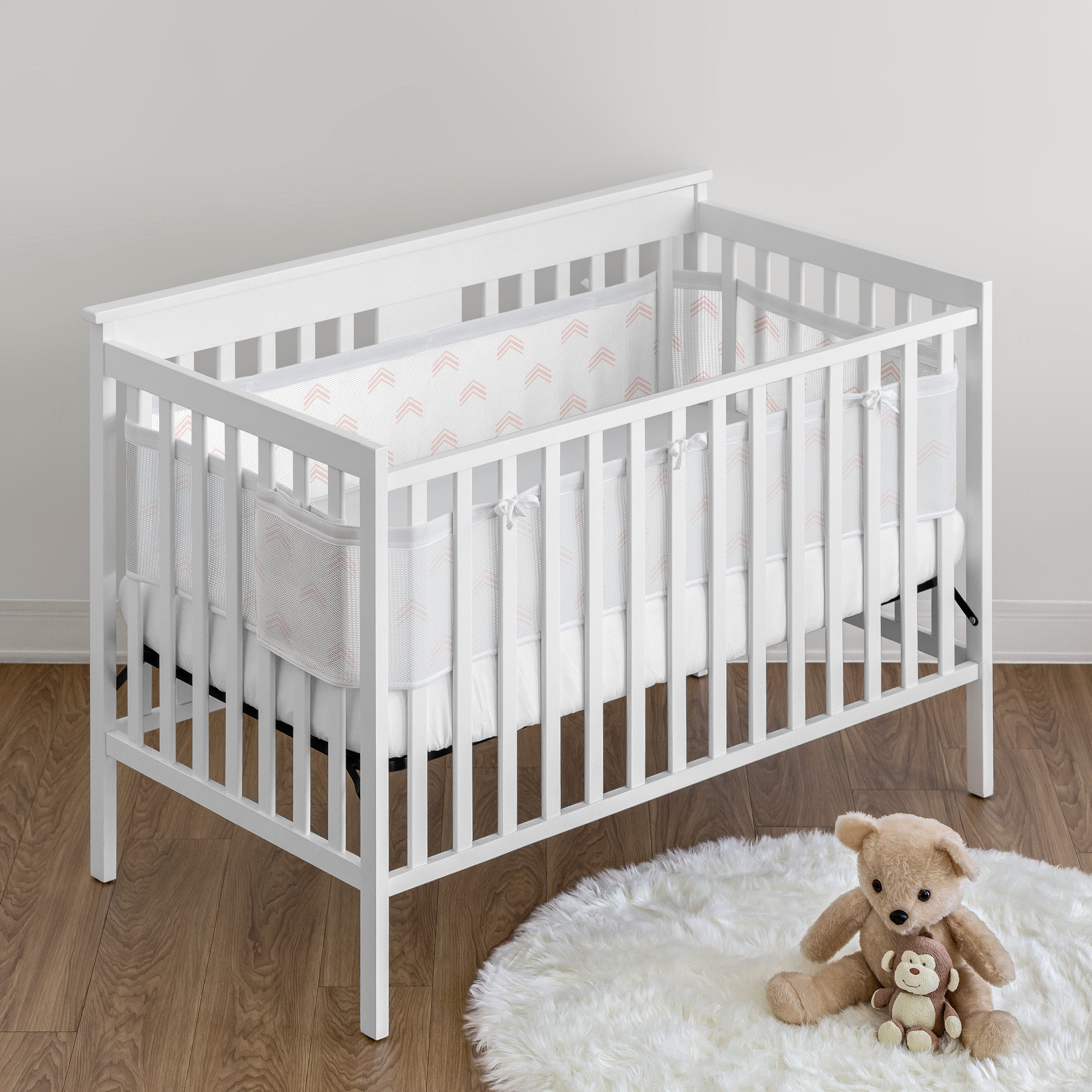 Sweet Jojo Designs + BreathableBaby Boho Fringe Blush Pink and White Breathable Mesh Crib Liner Pad
