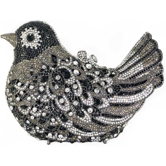 StyleSack Luxury Hand-Embellished Rhinestone Evening Clutch - 3D Animal-Shaped Metal Hard Case Handbag for Party/Gala/Cocktail Bird-shaped / Pigeon-shaped