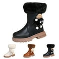 thumbnail image 5 of Mepaouo Girls Winter Dress Boots Waterproof Fleece Lined Walking Outdoor Shoe Mid Calf Boots(Black,28), 5 of 9