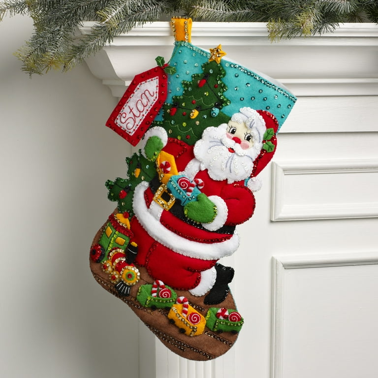 Bucilla Felt Stocking Applique Kit 18 Long Surprise Santa
