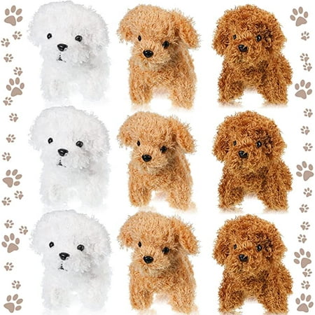 9 Pieces Mini Stuffed Puppy Dog Stuffed Animals Bulk Plush Puppy Party Favors Small Stuffed Animals Soft Baby Curly Puppy