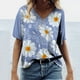 thumbnail image 3 of Camiseta informal para mujer con estampado floral y cuello en V, manga corta, jersey, blusa, tops Fridja  bn6005, 3 of 5