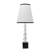 Aspen Creative 40131, 30 1/2" High Transitional Crystal Table Lamp, Chrome Finish with Crystal and Hardback Empire Shaped Lamp Shade in White, 12" Wide